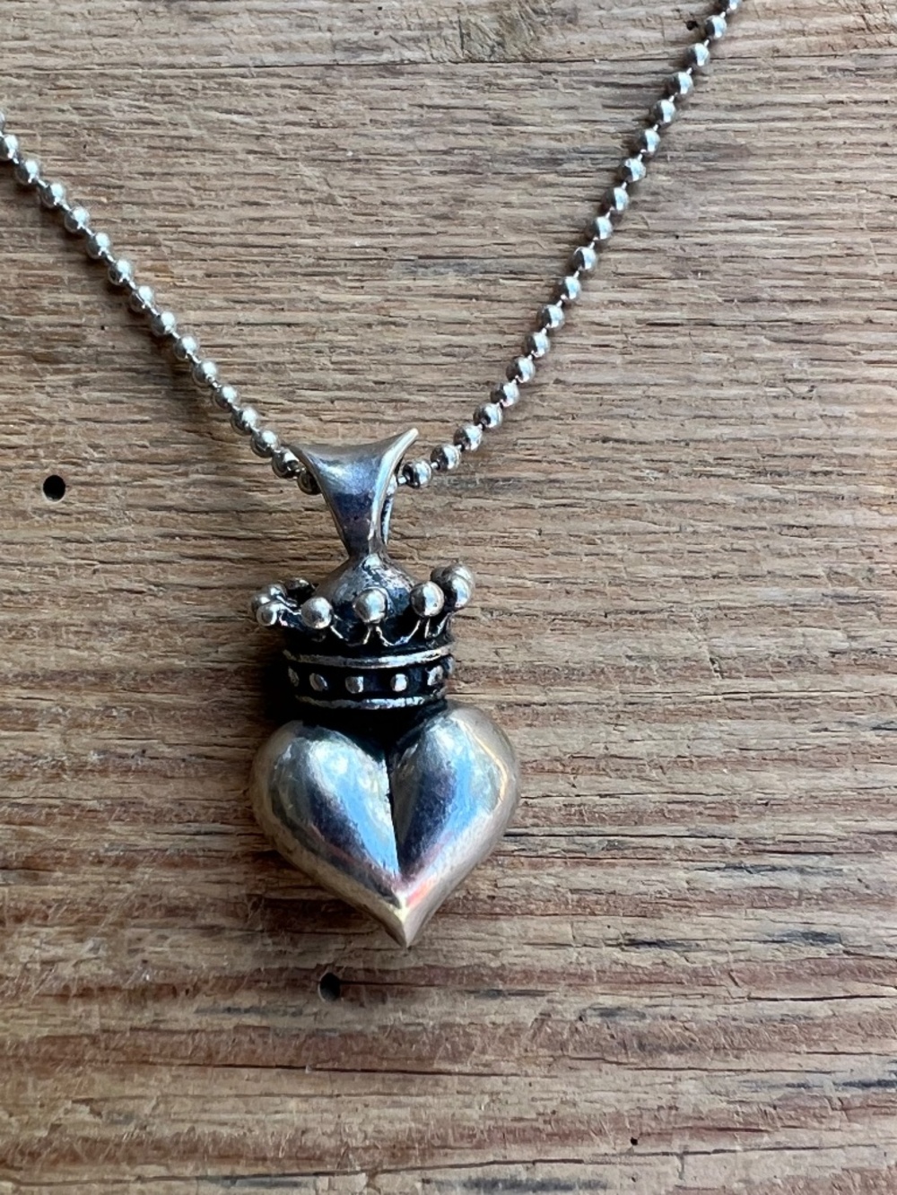 Vintage- King Baby Studio- .925 Silver (Italy) Crown Heart Pendant Necklace - Picture 10 of 12